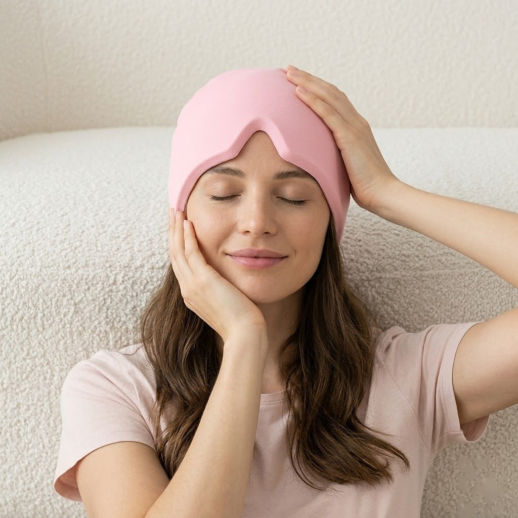 Femme soulagée avec bonnet Emiyazen rose